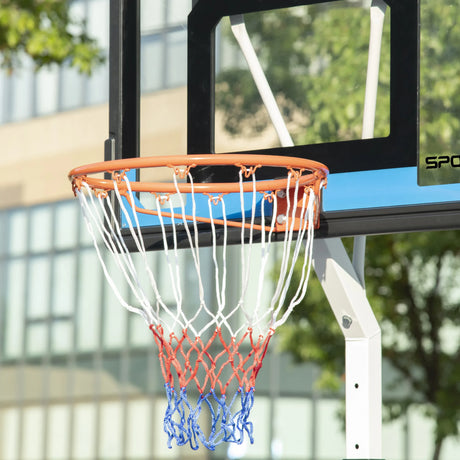 SPORTNOW 2.6-3.1m Adjustable Basketball Hoop and Basketball Stand w/ Backboard and Weighted Base, Portable on Wheels, White