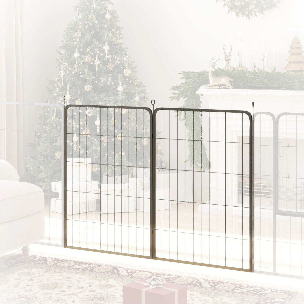 PawHut Two-Piece Dog Pen Expansion Pack for Large Dogs, 100cm Tall Animal Pen with Three Connecting Stakes