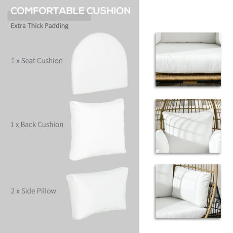 Outsunny Rattan Egg Chair with Cushions and Pillows, Khaki