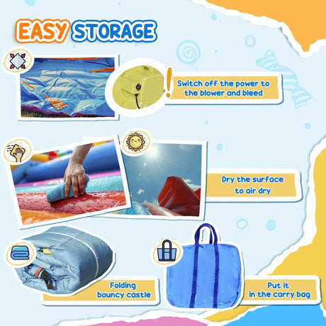 Outsunny 4 in 1 Kids Bouncy Castle Large Sailboat Style Inflatable House Slide Trampoline Water Pool Climbing Wall with Blower Carrybag for Kids Age 3-8, 2.65 x 2.6 x 2m