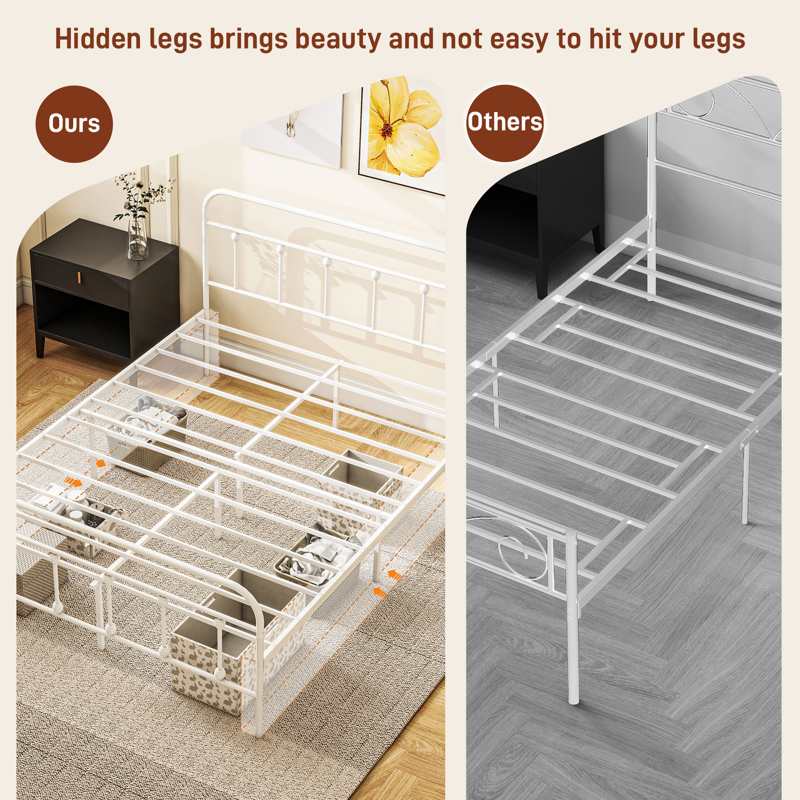 HOMCOM King Size Minimalistic Metal Bed Frame - White