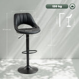 HOMCOM Set of Two Faux Leather Bar Stools - Black