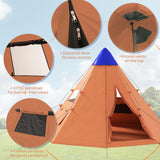 Outsunny 6 Men Tipi Tent with Carry Bag - Orange