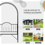 Outsunny Garden Metal Arch Bench Outdoor Patio Rose Trellis Arbour Pergola for Climbing Plant Antique Style 2-Seater Chair, Black