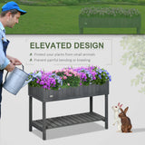 Outsunny Fir Wood Raised Rectangular 8 Compartment Plant Stand Dark Grey