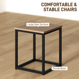 HOMCOM 5 Piece Dining Table and Chairs Set 4, Industrial Space Saving Table and Chairs with Metal Frame, Square Kitchen Table and Stools for Dining Room, Brown