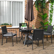 Outsunny Five-Piece Garden Dining Set, with Rattan Seat Chairs and Cushions - Black