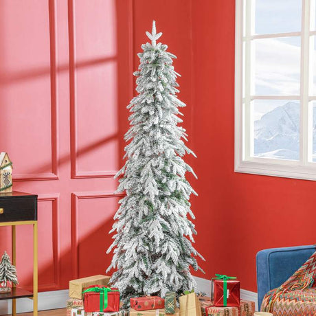 HOMCOM 6ft Snow-Covered Unlit Artificial Christmas Tree