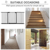 PawHut Dog Gate Stair Gate Pressure Fit Pets Barrier Auto Close for Doorway Hallway, 74-148cm Wide Adjustable, Black