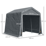 Outsunny 9 X 7.5ft Temporary Outdoor Equipment Shed - Dark Grey