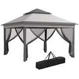 Outsunny 3 x 3(m) Pop Up Gazebo, Height Adjustable Instant Event Shelter with Netting and Carrying Bag, Grey