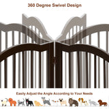 3-Panel Wooden Freestanding Pet Gate w/ Arched Top