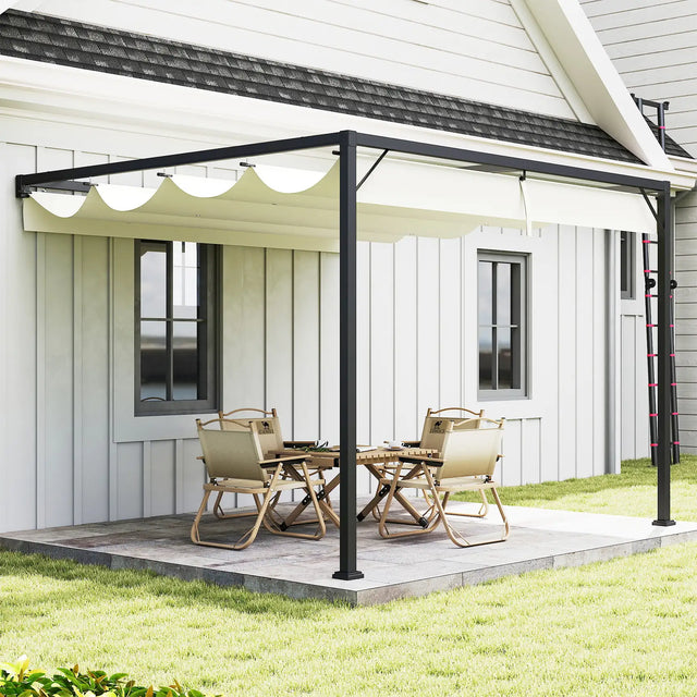 Outsunny 3 x 3 m Pergola, with Sliding Canopy - Cream White