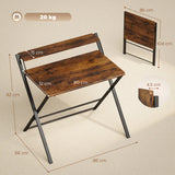 HOMCOM Compact Folding Desk for Small Spaces with Storage Shelf for Home Office, Rustic Brown