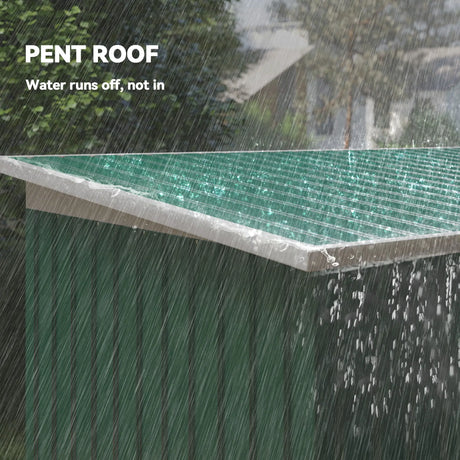 Outsunny 9ft x 4ft Metal Garden Shed, Outdoor Tool House with Foundation Kit, Ventilations and Double Doors, Deep Green