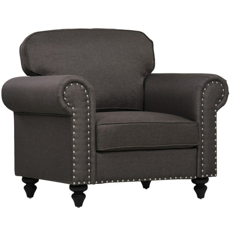 HOMCOM Mid-Century Armchair, with Pocket Springs - Dark Brown