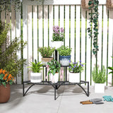 Outsunny Three-Tier Corner Metal Plants Shelves - Black