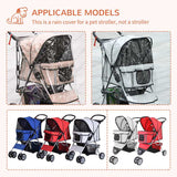 PawHut Dog Stroller with Rain Cover for Small Miniature Dogs, Folding Pet Pram with Cup Holder, Storage Basket, Reflective Strips, Brown