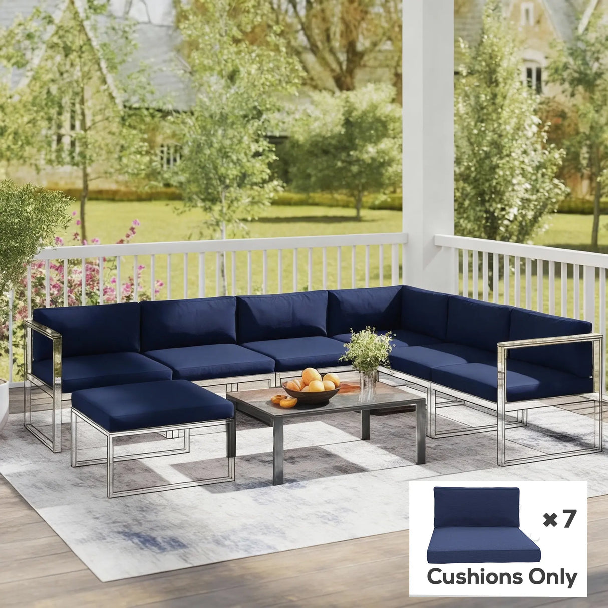 Outsunny 14-piece Dining Set Cushions - Dark Blue