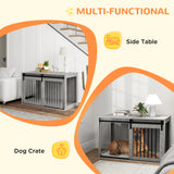 PawHut 46.46'' Dog Crate Furniture with Removable Cushion & Security Latch for Extra Large Dogs - Grey