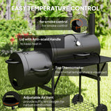 Outsunny Barbecue Grill Portable Outdoor Charcoal BBQ Grill with Offset Smoker 109 x 60 x 120 cm Black