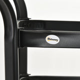 Outsunny Square Outdoor Garden Dining Table with Parasol Hole, Tempered Glass Top, Steel Frame for Garden, Lawn, Patio, Black