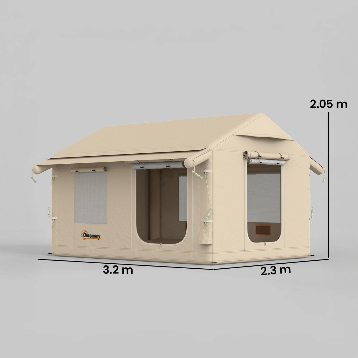 Outsunny Inflatable Tents Waterproof Glamping Tent with Stove Jack for 6-8 Person