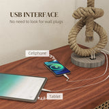 HOMCOM Nautical LED Table Lamp with USB Charging Port, Bedside Desk Lamp for Bedroom, Living Room, Home Office