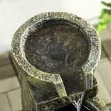 Outsunny Garden Water Feature Waterfall Fountain with 4-Tier Stone Look Bowls, Adjustable Flow, Black and Yellow