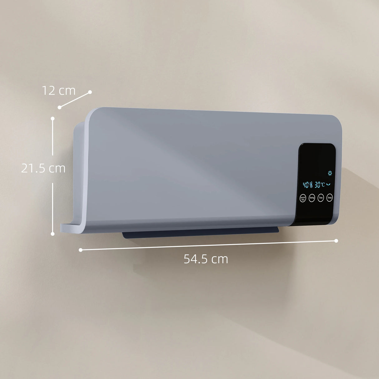 HOMCOM 2000W Wall Mounted Heater, 18-45C Temperature, Grey