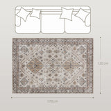 HOMCOM Vintage Area Rug, Non-Slip Washable Rug, Flannel Floor Carpet for Living Room, Bedroom, Dining Room, Home Office, 170 x 120 cm, Beige