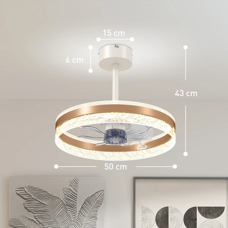 HOMCOM Ceiling Fan with LED Light and Remote - Gold Tone