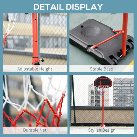 HOMCOM Basketball Hoop Outdoor, Portable Basketball Hoop and Stand with Weighted Base, Portable on Wheels, 1.55-2.1m, for Teens, Juniors, Adults, Black