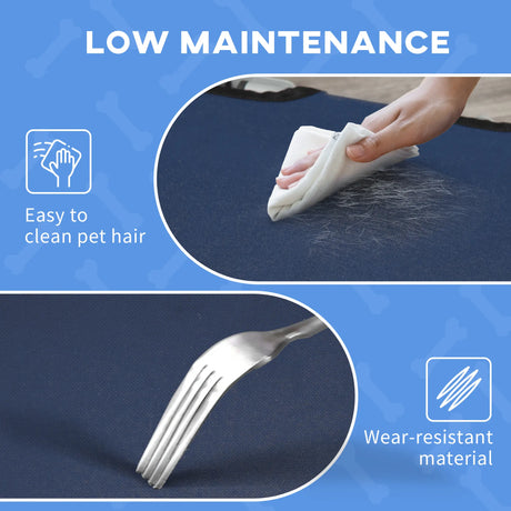 PawHut Raised Dog Bed Cat Elevated Lifted Portable Camping w/ Metal Frame Blue (Large)