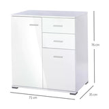 HOMCOM Modern High Gloss Sideboard Storage Cabinet Table Chest of Drawers for Bedroom Living Room Storage Furniture, White