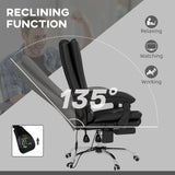 Vinsetto High Back Vibration Massage Office Chair, Heated Reclining PU Leather Computer Chair with 135 Reclining Back and Footrest, Black