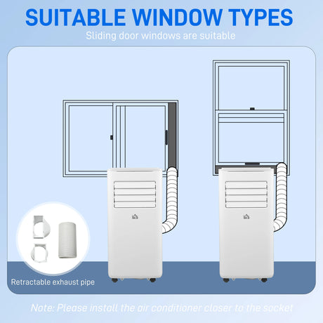 HOMCOM 9000 BTU Portable Air Conditioner, Smart Home WiFi Compatible, 4 in 1 Air Conditioning Unit, Dehumidifier, Fan with Remote, 24H Timer, Window Venting Kit, 20m2, R290, A Energy Efficiency