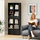 HOMCOM 6-Tier Bookcase, Tall Narrow Bookshelf with Drawer and Door - Black