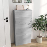 HOMCOM 12-Shoe Flip Drawer Storage Cabinet - Grey Wood-Effect