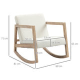 HOMCOM Rocking Chair, Upholstered Sofa Armchair with Cushion and Wood Base for Living Room and Bedroom, Cream White