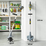 Outsunny Cordless Tiller, 18V Electric Garden Rotavator with 2 x 4000mAh Batteries, Charger, 20cm Tilling Width & 18cm Depth