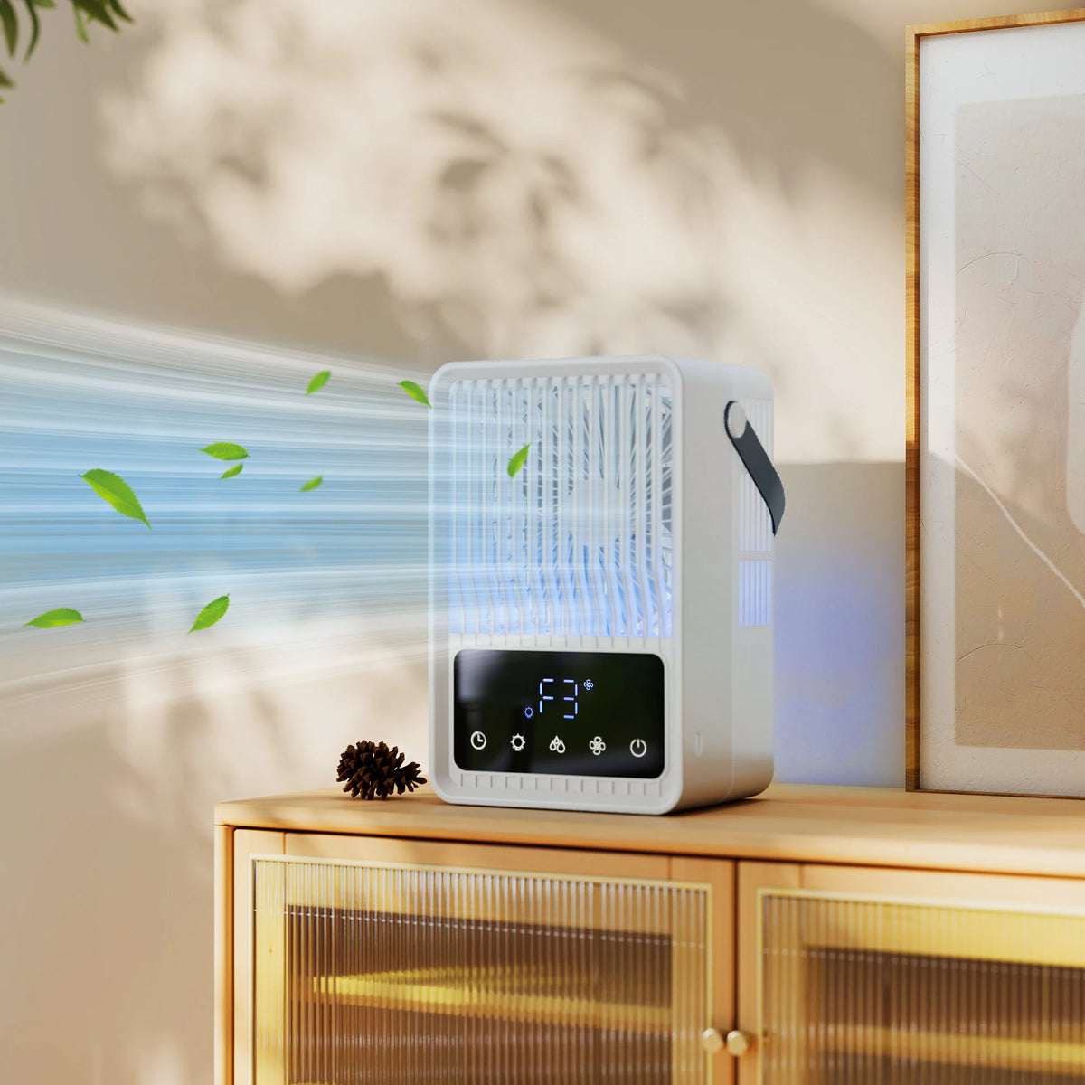 HOMCOM Portable Air Conditioner, 4-in-1 Mini Air Cooler with 3 Wind Speed, 2 Mist Mode, 7 Colour RGB Light, Black