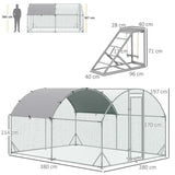 PawHut Walk In Chicken Run with Chicken Activity Shelf and Cover, 2.8 x 3.8 x 2m