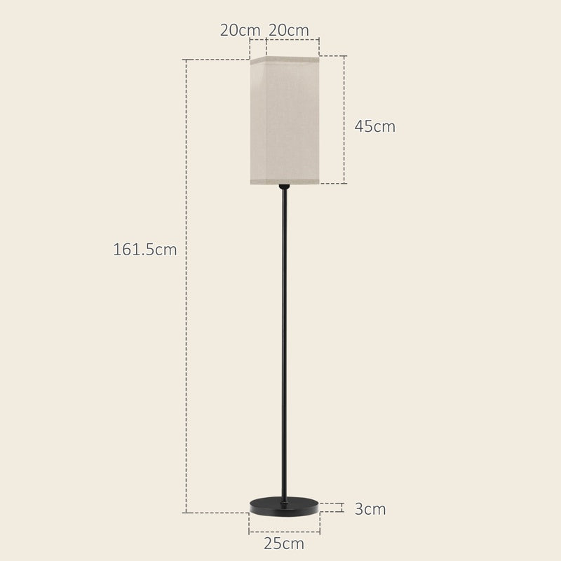 HOMCOM Floor Lamp, Modern Standing Lamp with Linen Shade, Tall Lamps for Living Room, Bedroom, with Foot Switch, Bulb not Included, Black