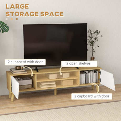 HOMCOM Scandinavian-Style TV Cabinet, with Storage - Wood-Effect/White