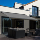 Outsunny 3 x 2.5m Electric Awning with Remote Controller, Aluminium Frame DIY Retractable Awning, UV50+ Sun Shade Canopy for Garden Patio Deck Door Window, Grey