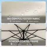 Outsunny 3 m Cantilever Parasol with Solar LED Lights Garden Umbrella with Cross Base, Cream White
