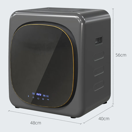 HOMCOM 4kg Vented Tumble Dryer with Deodorize, Smart Mode, 800W Compact Tumble Dryer with Stainless Steel Tub, Front Load, for Flat, Home, RVs, Grey