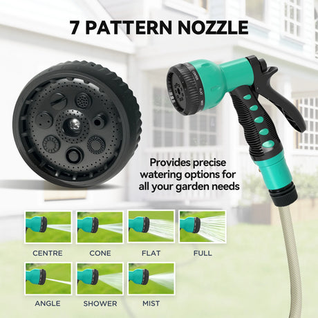 Outsunny Retractable Hose Reel Wall Mounted, 20+2m Garden Hose Pipe Reel with Lock, Auto Rewind, 7 in 1 Spray Nozzle, Includes Wall Fixings, 180 Swivel, Outdoor Watering, 54 x 20 x 39 cm, Black