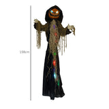 HOMCOM 198cm 78" Straw Pumpkin Halloween Decoration, Halloween Prop with Light Up Eyes, for Haunted House Indoor Outdoor Decor